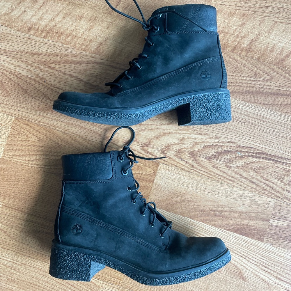 Timberland Premium Black Waterproof Heeled Boots Women’s Size 7